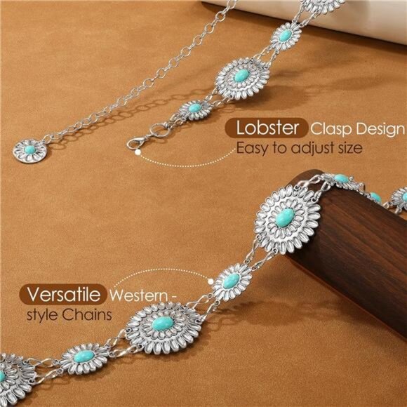 Western Belts for Woman Green-turquoise - Picture 2 of 6